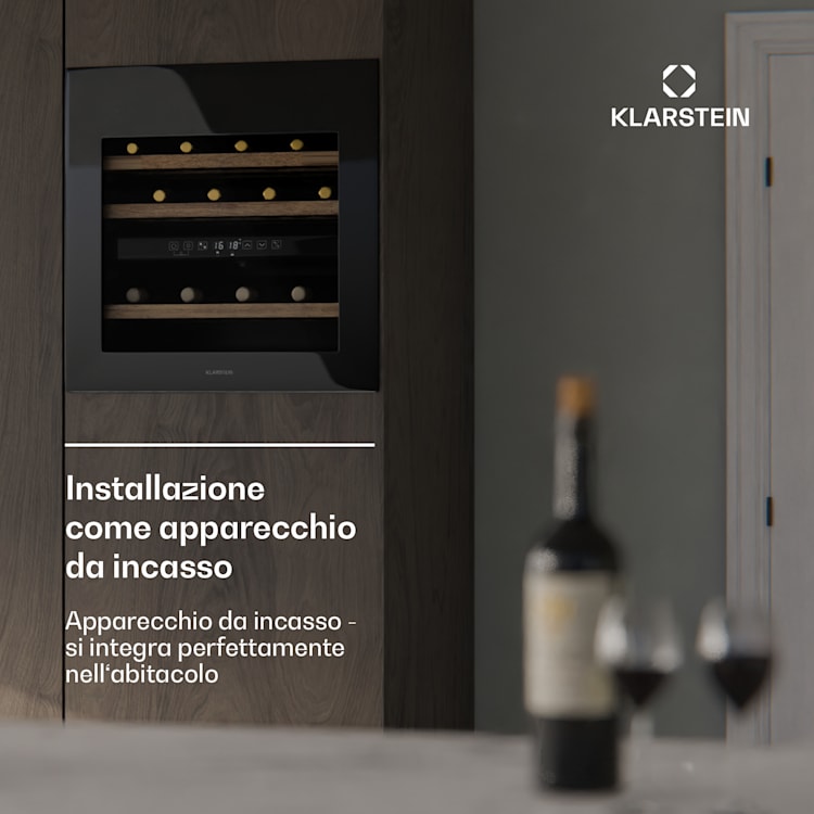 Rhone 36 Duo- Frigorifero per vini | 36 bottiglie | Controllo a LED | Push-to-Open | Silenzioso 36 bottiglie | 2 zone di raffreddamento | Nero