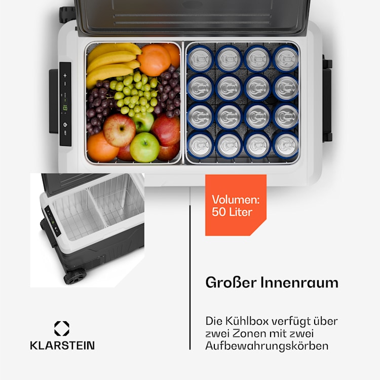PolarForce 50L Kompressor-Kühlbox | LCD-Panel | Beleuchtung | Off-Road | Batterieschutz | 12V/230V 50 Ltr | Schwarz