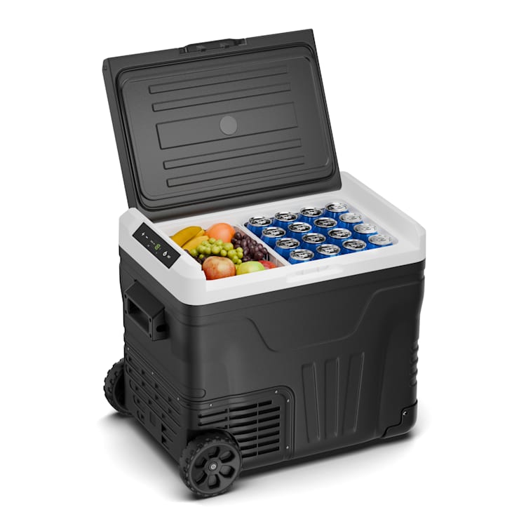 PolarForce 50L Kompressor-Kühlbox | LCD-Panel | Beleuchtung | Off-Road | Batterieschutz | 12V/230V 50 Ltr | Schwarz