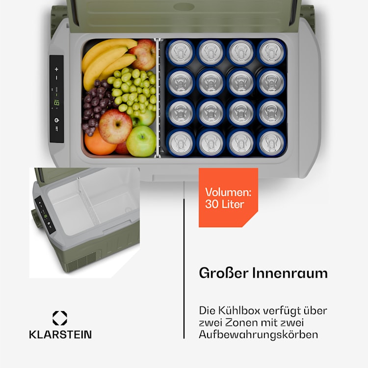 PolarForce 30L Kompressor-Kühlbox | LCD-Panel | Beleuchtung | Off-Road | Batterieschutz | 12V/230V 30 Ltr | Grün