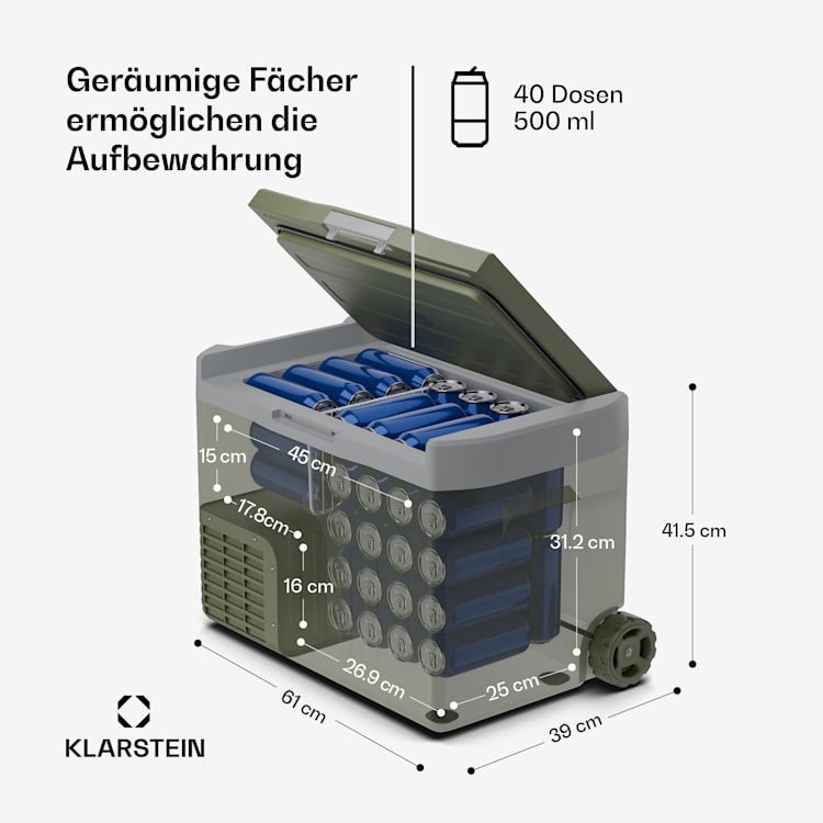 PolarForce 30L Kompressor-Kühlbox | LCD-Panel | Beleuchtung | Off-Road | Batterieschutz | 12V/230V 30 Ltr | Grün