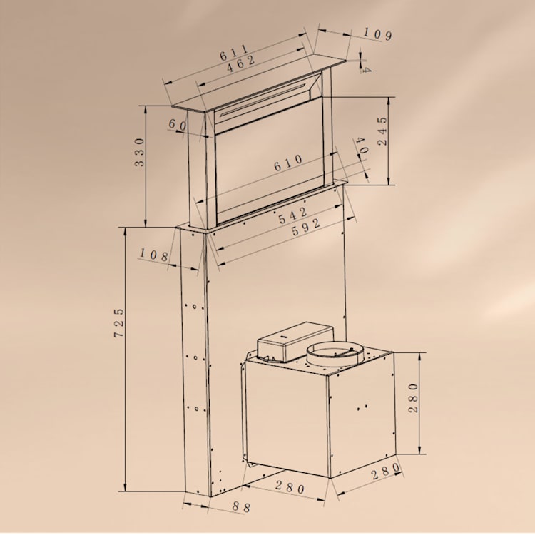 Royal Flush Eco cappa aspirante, 60 cm, 714 m³/ora, A+ 60 cm | Nero