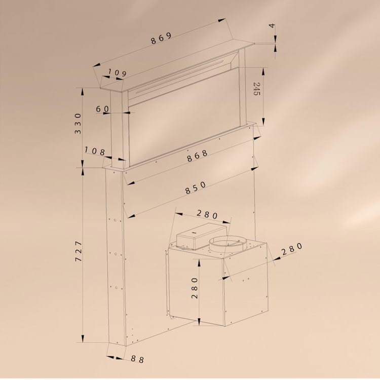 Royal Flush Eco cappa aspirante, 90 cm, 714 m³/ora, A+ 