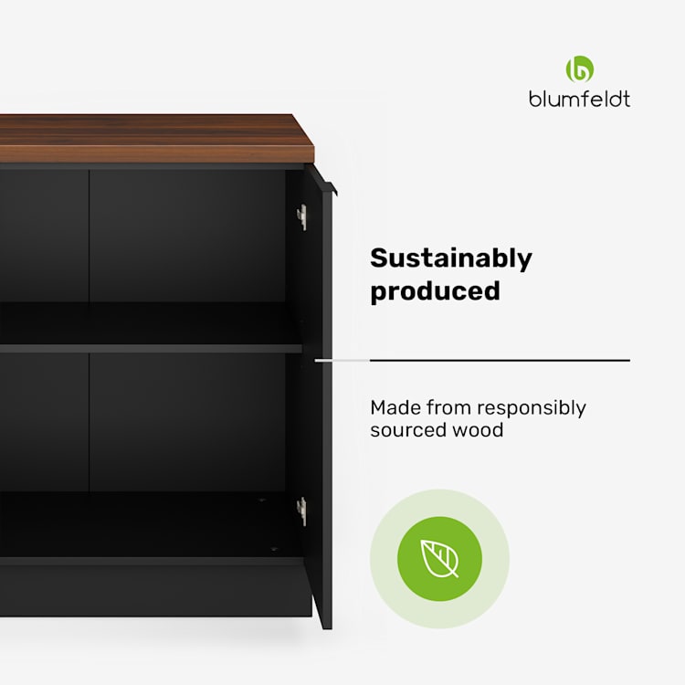 WoodVista sink base unit | Robust | soft-close hinges | aluminium handle Sink base unit 80 cm | Walnut / black