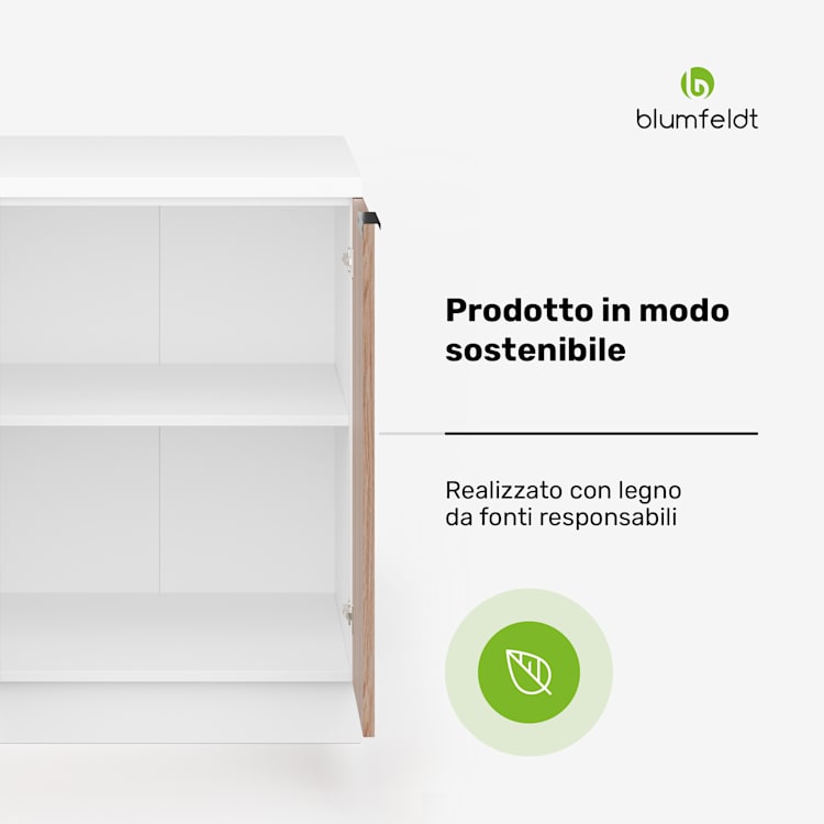 WoodVista - Scaffale | Pratica suddivisione dei ripiani | Materiali di facile cura | Spazio di stoccaggio Scaffale | Bianco / Rovere