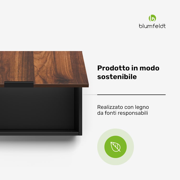 WoodVista - Mobiletto per cappa aspirante | Robusto | Montanti a gas | Facile da pulire Pensile per cappa aspirante | Noce/Nero