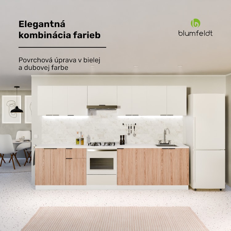 WoodVista spodná skrinka drezu, Robustná, Soft-Close závesy, Hliníkové rukoväte Základňa drezu 60 cm | Biela / Dub