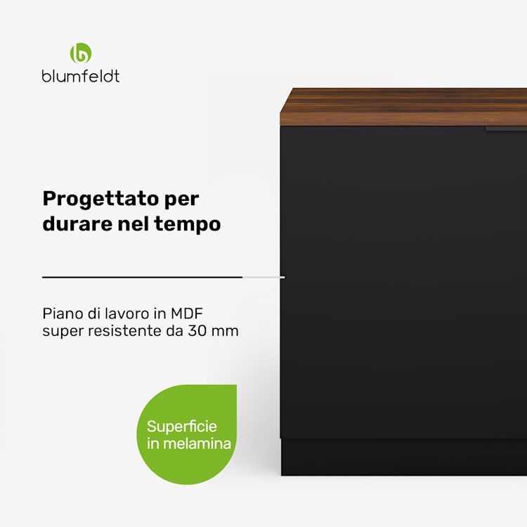 WoodVista - Mobile per lavastoviglie | Piano di lavoro robusto | Integrazione perfetta Mobile per lavastoviglie | Noce/Nero