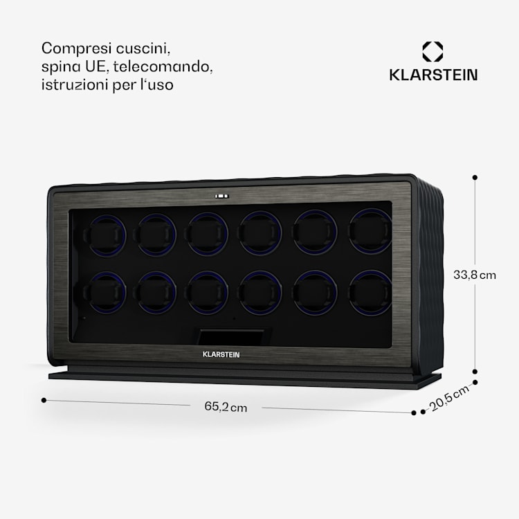 LuminousTime - Caricatore di orologi | 12 orologi | Numerose impostazioni | LED | 10 dB 12 Orologi | Nero