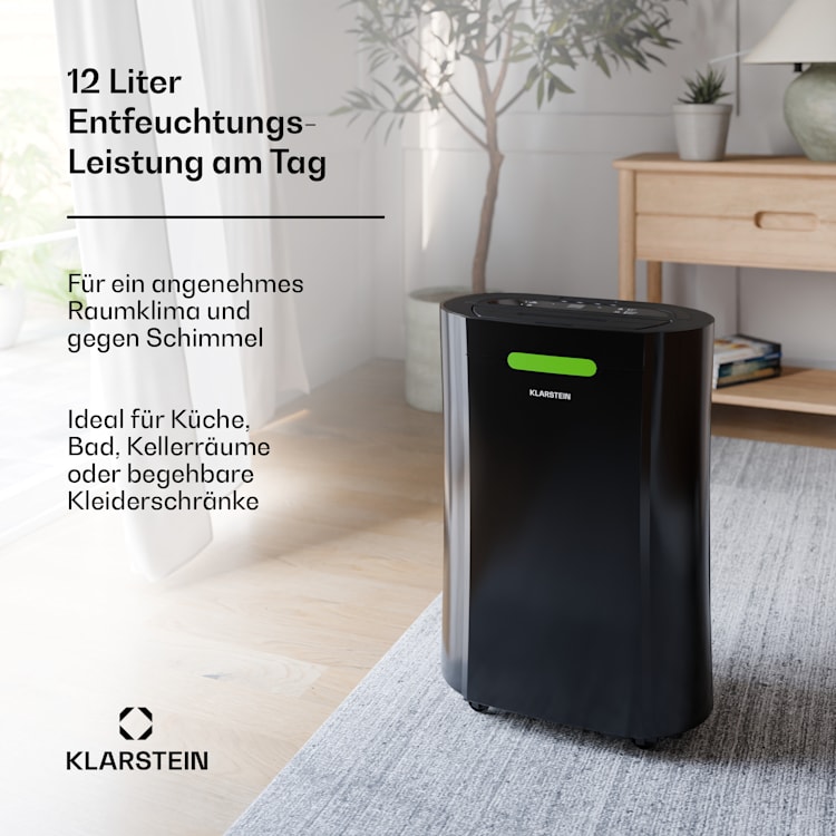 AeroDry Smart 12L Luftentfeuchter | 12L/Tag | 18 m² | Feuchtigkeitssensor | App-Steuerung | 135 m³/h 