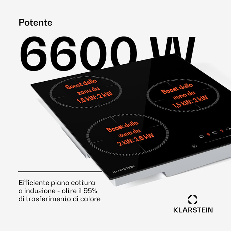 Delicatessa - Piano cottura a induzione | 45 cm | 6600 W | 3 zone di cottura | Slider-Control | Boost Victoria | 45 cm | Nero