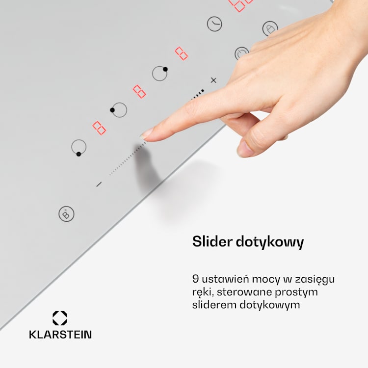 Delicatessa płyta indukcyjna, 45 cm, 6600 W, 3 pola grzewcze, suwak, Boost Victoria | 45 cm | Biały