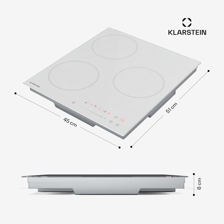 Delicatessa płyta indukcyjna, 45 cm, 6600 W, 3 pola grzewcze, suwak, Boost Victoria | 45 cm | Biały