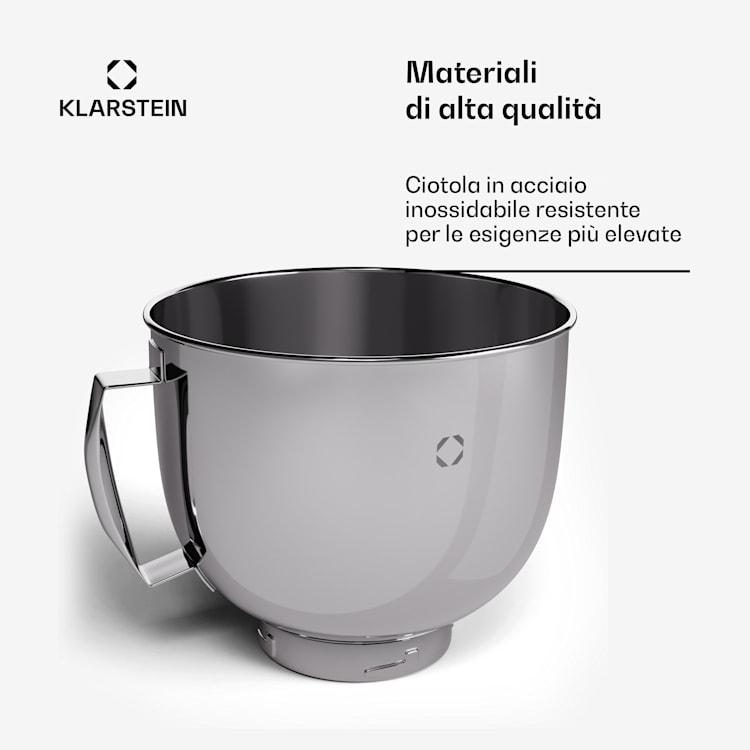 Chiara - Ciotola in acciaio inox | 5 L | Lavabile in lavastoviglie | Impugnatura ergonomica | Compatibile | Antiruggine 