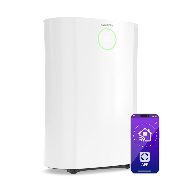 DryFy ProConnect 16L Déshumidificateur | 16 L/jour | 24 m² | WiFi | Appli | Indicateur LED | Minuteur 24h 