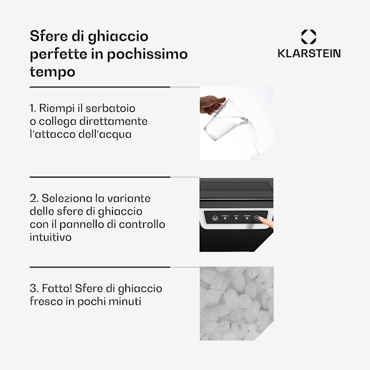 Icefestival Bullet Macchina per il ghiaccio, Fabbricatore di ghiaccio industriale, 400W, 3 litri, 20 kg/24 ore proiettile | Nero