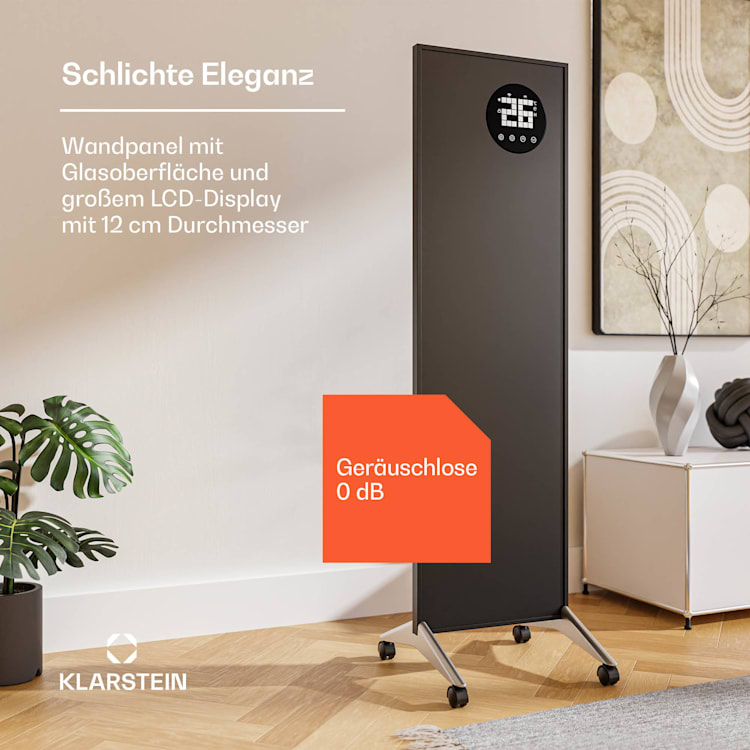 Wonderwall Smart Bornholm Infrarotheizung | 400 W | Smart-Steuerung | Wandmontage | LED-Display 30 x 100 cm | 400 W | Schwarz