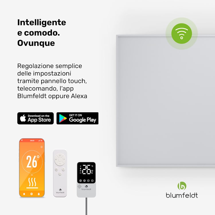 RadiantSmart IR Heater | Stufa a infrarossi | Termostato esterno | 600 W | Efficienza energetica Base | 60 x 100 cm | Bianco