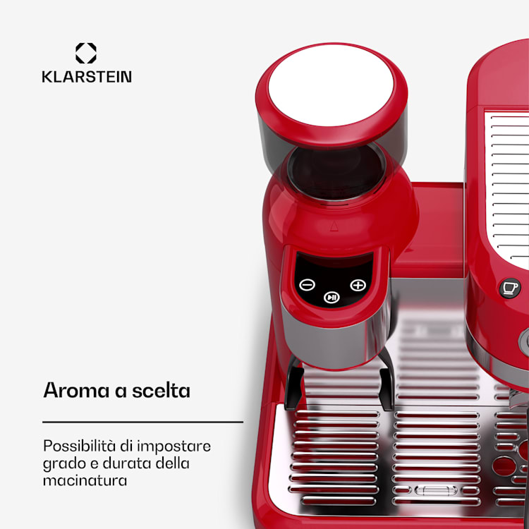 Bella Café - Macchina del caffè | Vintage | Macina | 19 bar | Schiuma di latte | Manometro | 1150 W Rosso