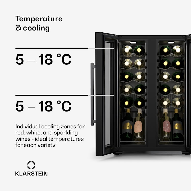 Shiraz wine refrigerator | 2 cooling zones | touch control | LED lighting | free-standing 