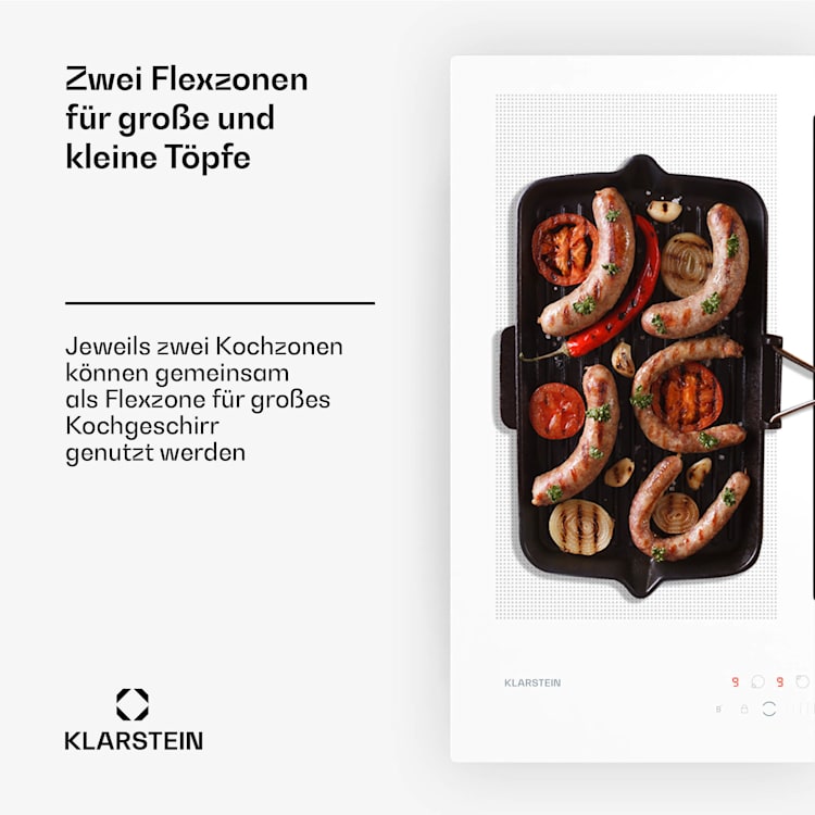 Chef-Fusion Down Air System | 2-en-1 | table à induction + hotte aspirante | puissant | 7200 W 60 cm | Blanc