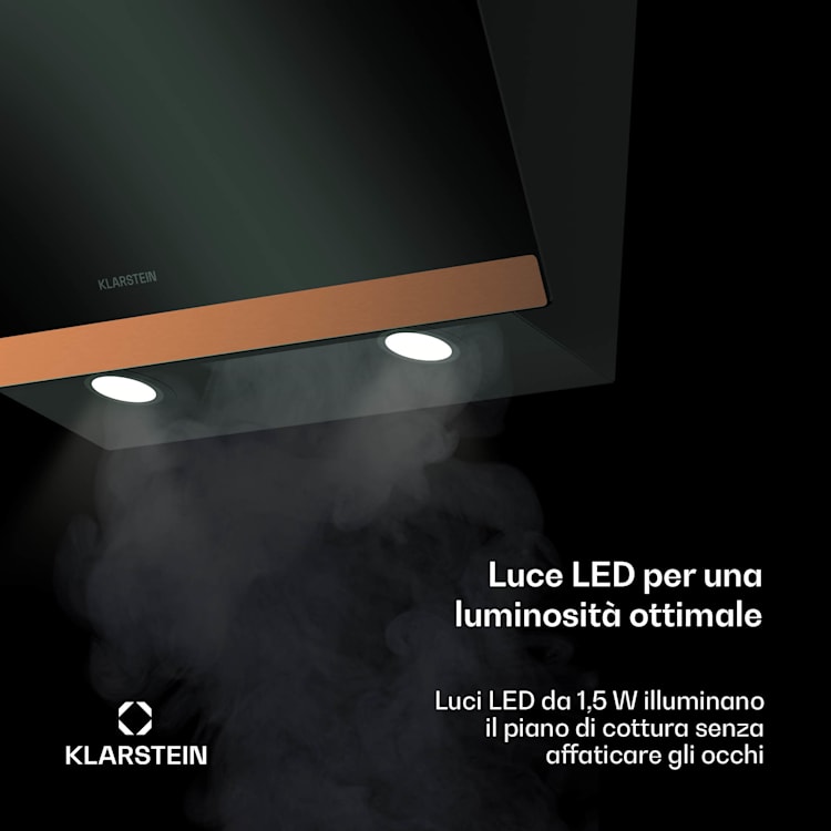 FlashLine 60 - Cappa aspirante | A++ | 524 m³/ora | 3 livelli | Touch | Scarico/ricircolo | 100 W 60 cm | Nero | Rame metallizzato