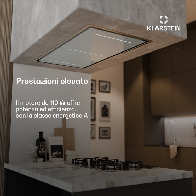 LuxeAir - Cappa aspirante | 110 cm | WiFi + Bluetooth | LED | 751 m³/ora | Scarico/ricircolo | Classe energetica: A 110 cm