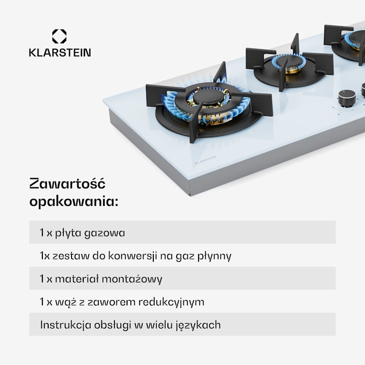 Goldflame 4 Slim płyta gazowa, 4 palniki, gaz płynny lub ziemny, zapłon elektryczny Goldflame Slim | 4 | Biały