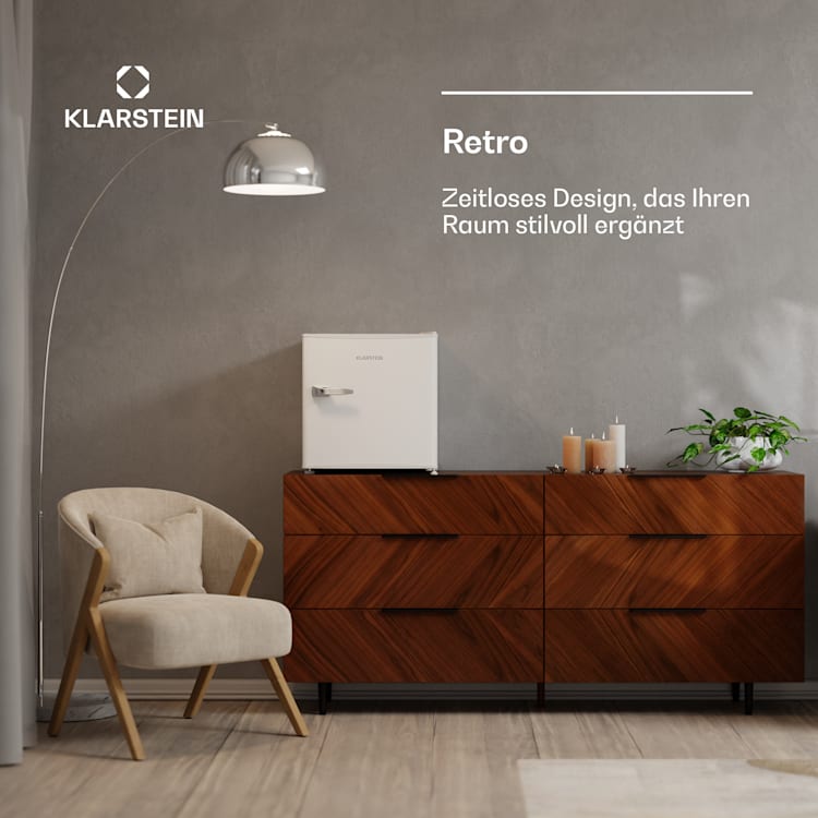 Irene Mini Kühlschrank | Retro | 46L | 37 dB leise | EEK D | 0-10°C Weiß