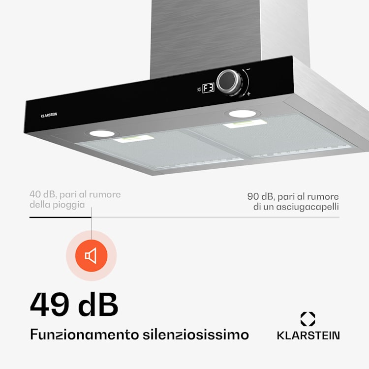 AirNova - Cappa aspirante | Ricircolo e scarico | Efficienza energetica A++ | 110 W | 620 m³/ora 60 cm | Acciaio inox