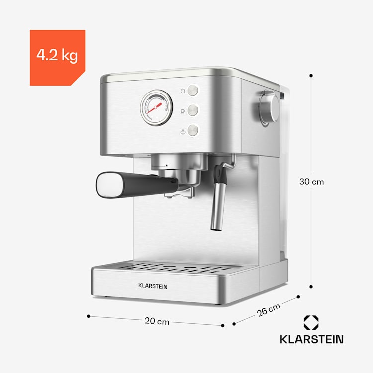 SteelPresso portafilter machine | compact | 20 bar | steamer | keep-warm plate compact | Stainless Steel