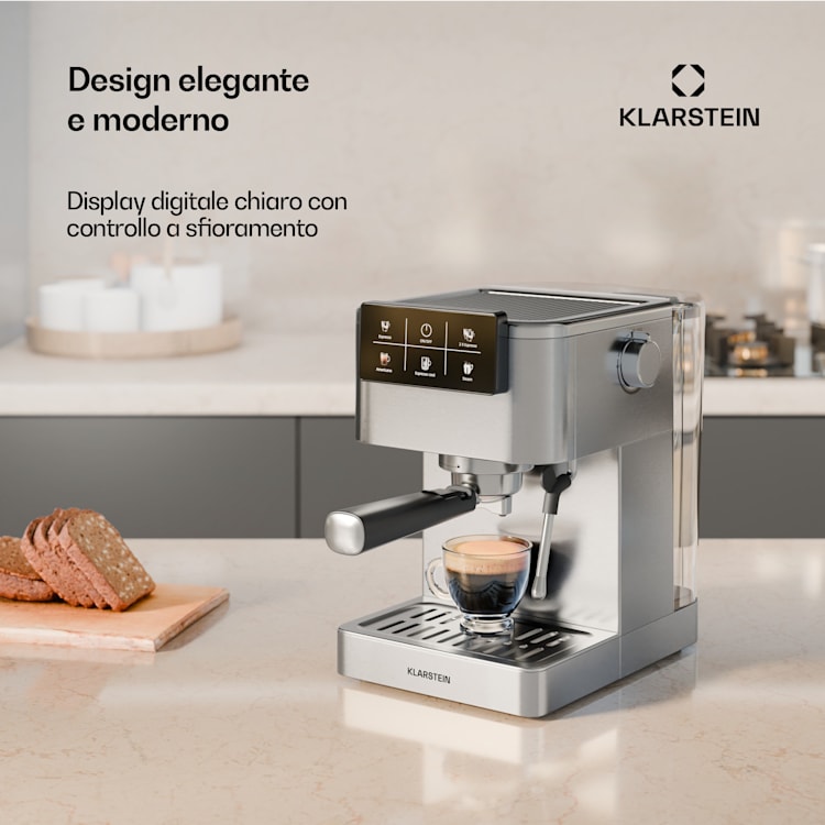 SteelPresso Touch - Macchina del caffè | Display touch | 20 bar | Acciaio inox schermo touch | Acciaio inox