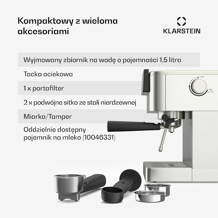 SteelPresso Touch ekspres do kawy kolbowy, ekran dotykowy, 20 bar, stal nierdzewna wyświetlacz dotykowy | Stal nierdzewna