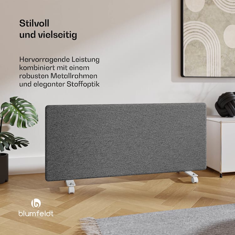 ThermaTouch Konvektor | 2.000 W | elegantes Design | Touch-Bedienung | bis 20 m² Tessile | 94 x 40 cm | Grigio