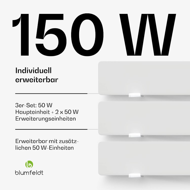 DryWave Infrarot-Wandtrockner | 50-150 W | trocknet Farbe und Putz | Wandmontage möglich 3pc | Weiß