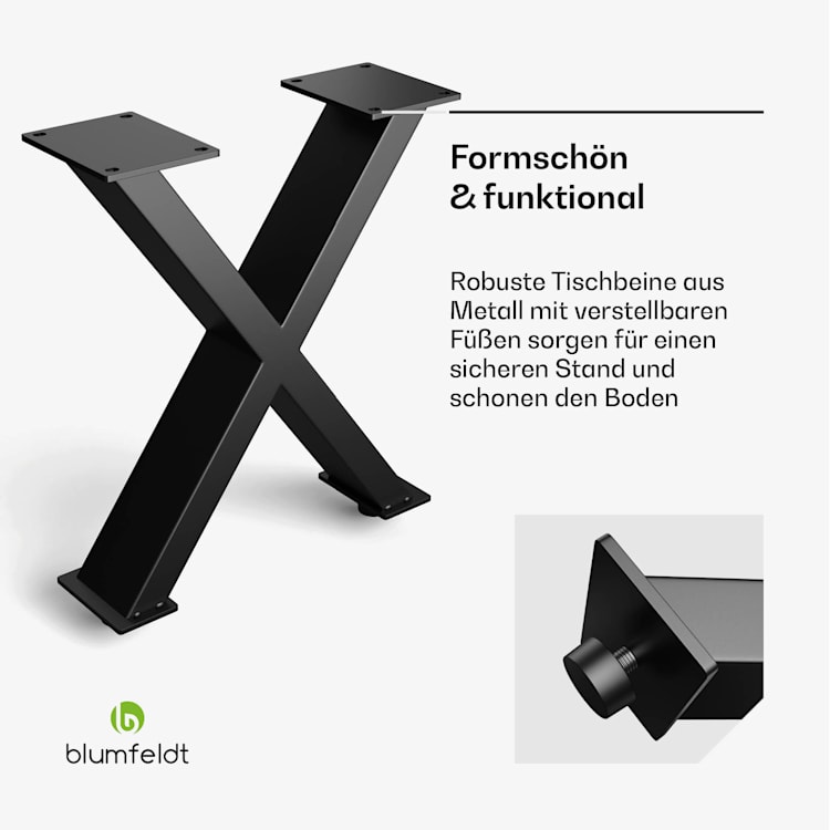 UrbanFodge X Pieds de table | Design moderne | pour les projets de bricolage | Capacité de charge de 200 kg 35 x 40 x 12 cm