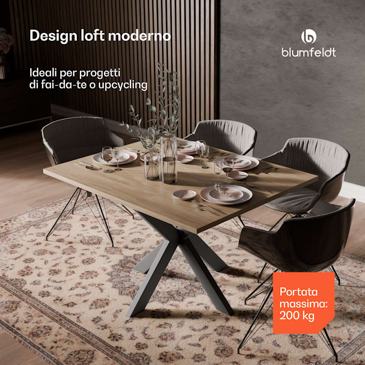 UrbanFodge TRIPLE X - Gambe del tavolo | Design moderno | Per progetti fai-da-te | Portata di 200 kg 85 x 71 x 85 cm