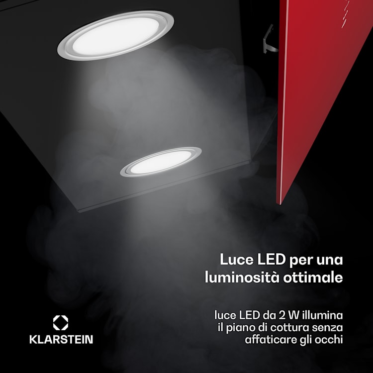 Alina - Cappa aspirante | 60 cm | 600 m³/ora | Silenziosa | Classe energetica A 60 cm | Rosso