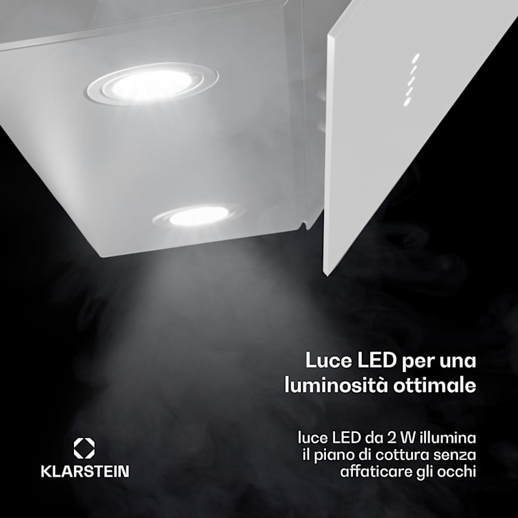Alina - Cappa aspirante | 80 cm | 600 m³/ora | Silenziosa | Classe energetica A 80 cm | Bianco