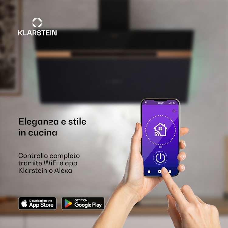 Alina - Cappa aspirante | 90 cm | 690 m³/ora | Silenziosa | Classe energetica A++ 