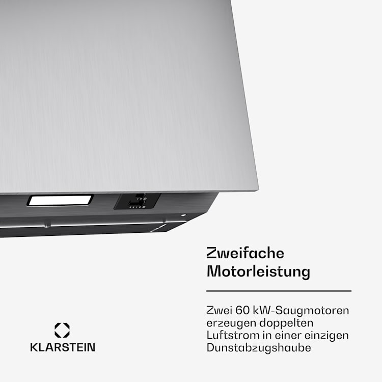 Swift Square Dunstabzugshaube | Einbauhaube | 402 m³/h | EEK C | Abluft/Umluft | LED 60 cm | Silber-Metallic