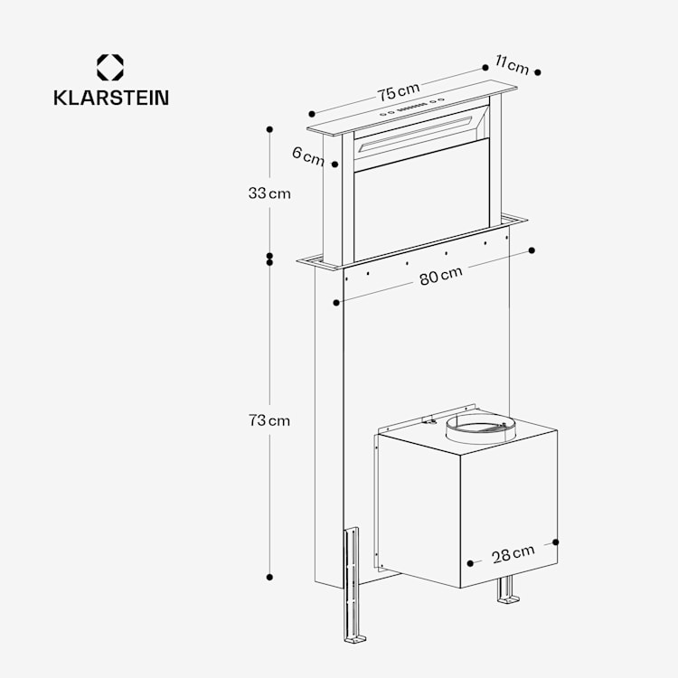 Royal Flush Eco Dunstabzugshaube | Versenkbar | 713,8 m³/h | Boost | Touch-Bedienung | EEK A++ 