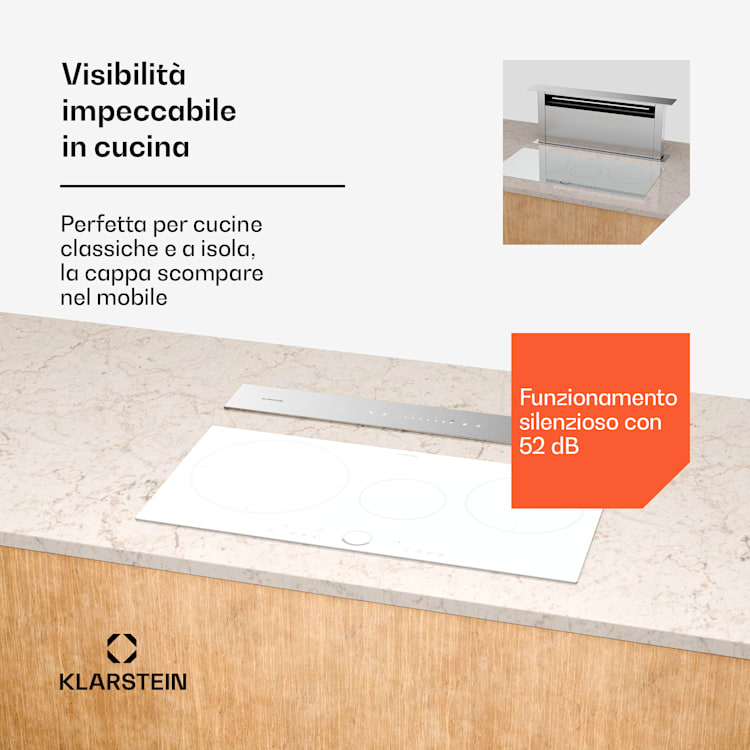 Royal Flush Eco - Cappa aspirante | A scomparsa | 713,8 m³/ora | Boost | Controllo touch | Classe energetica A++ 