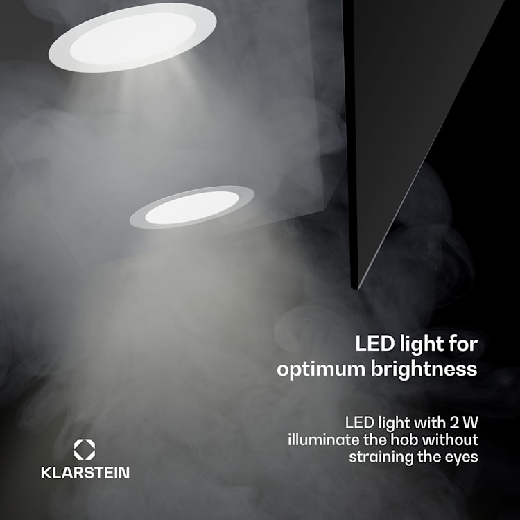 Alina-liesituuletin | energiatehokkuusluokka A | kosketus | LED-valaistus | poistoilma/kiertoilma | 615 m³/h 90 cm | Musta