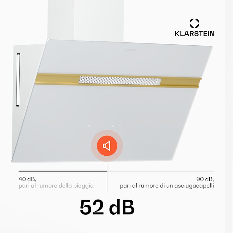 Alina - Cappa aspirante | Classe energetica A | Touch | Illuminazione a LED | Scarico/ricircolo | 600 m³/ora 
