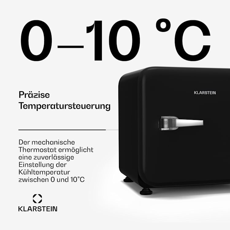 Audrey Evo Mini Kühlschrank | 43L | Retro-Design | leise | kompakt | 3 Farben 43 Ltr | Schwarz