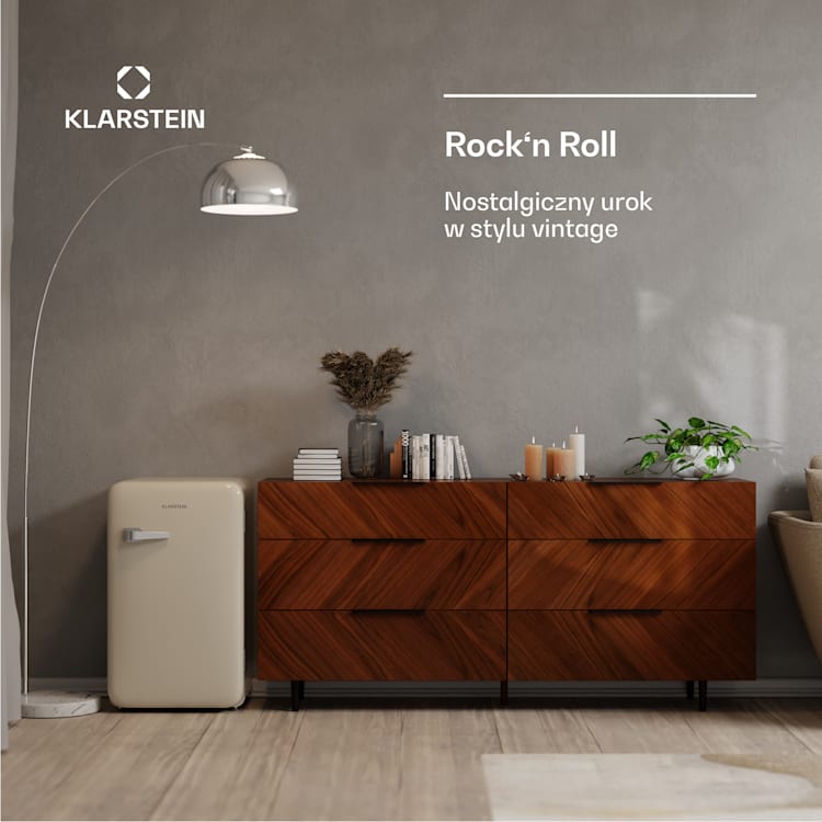 Audrey Evo mini lodówka, 90 l, design retro, cicha, kompaktowa, 3 kolory 90 Ltr | Kremowy