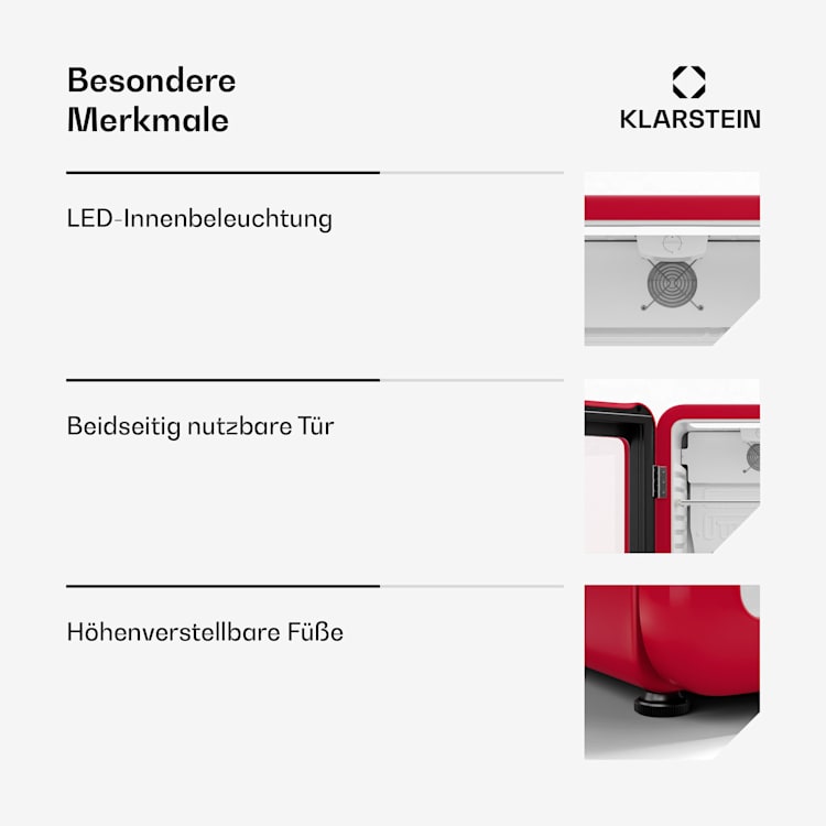 Audrey Evo - Frigorifero per bevande | Design rètro | Sportello in vetro | 68 L | Classe energetica C 68 Ltr | Rosso
