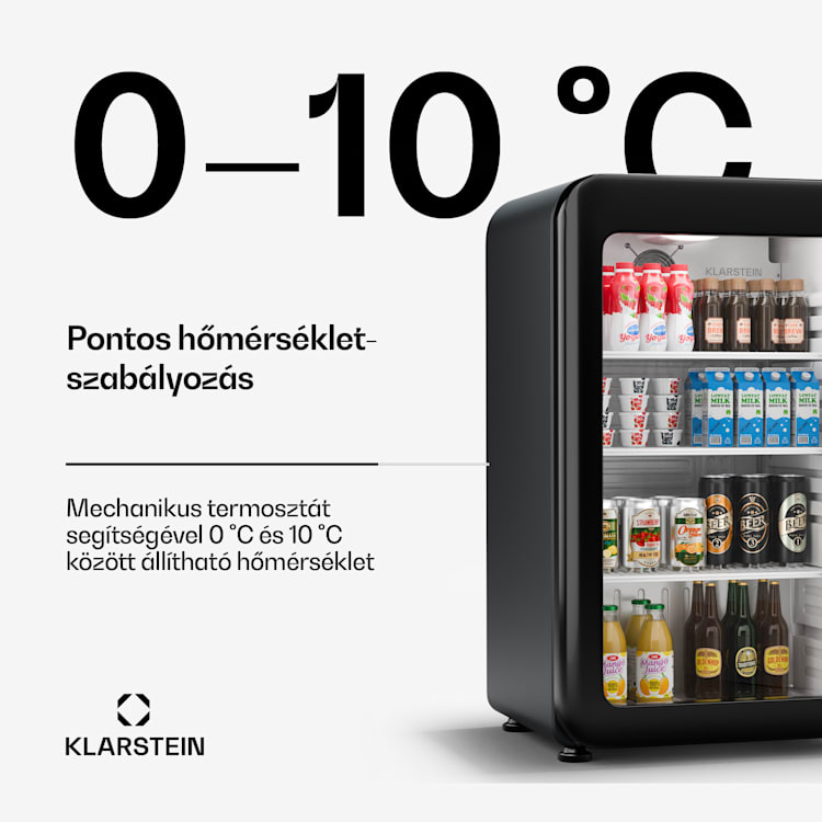Audrey Evo italhűtő, Rretro kivitel, üvegajtó, 93 L, EEK C 93 Ltr | Fekete