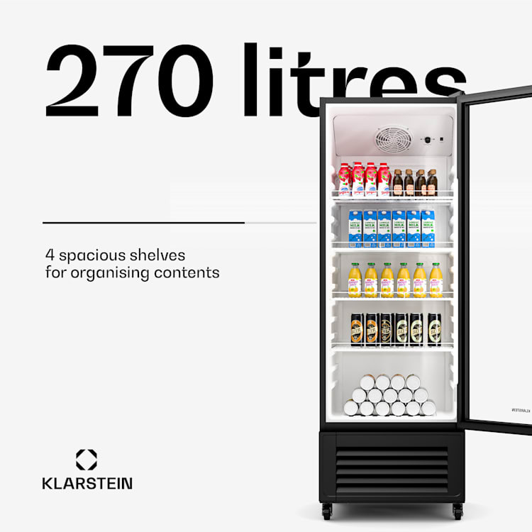 GrandCooler 270L - the perfect cooler for your business with 4 wheels 270 Liter | Black
